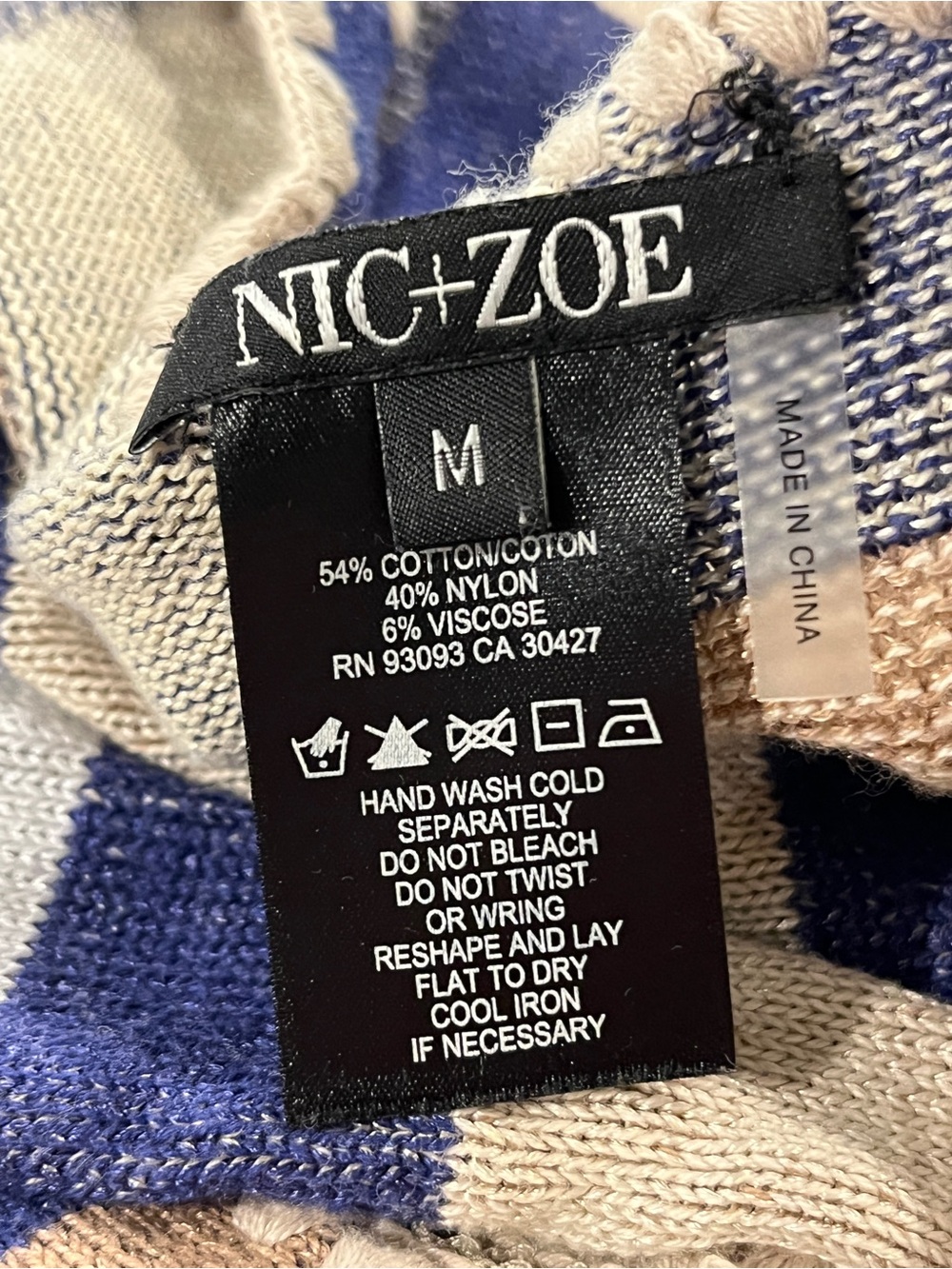 Nic+ Zoe Striped Open Front Sleeveless Cardigan Vest size medium - Picture 6 of 9